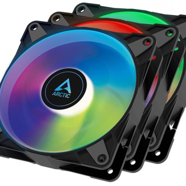 Arctic P12 PWM PST A-RGB - 3 Case Fans 0dB 120mm Pressure optimized PWM controlled speed with PST-A