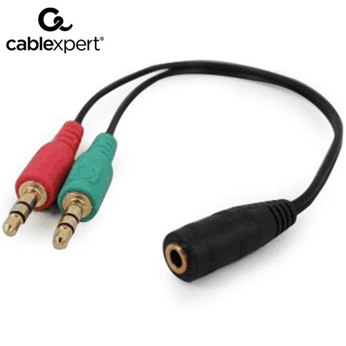 CABLEXPERT 3.5 mm 4-pin SOCKET TO 2 x 3.5 mm STEREO PLUG ADAPTER CABLE
