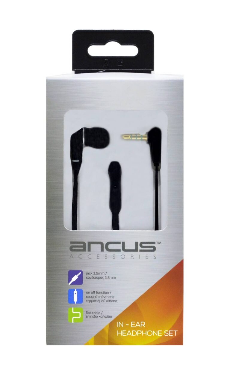 Hands Free Ancus Loop in-Earbud Mono 3.5mm για Apple-Samsung-HTC-Sony Μαύρο με Καλώδιο Πλακέ