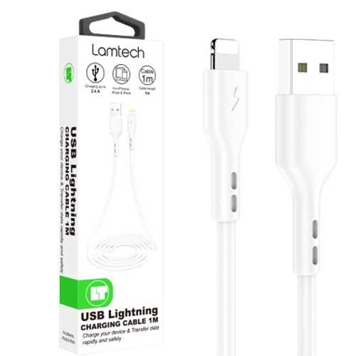 LAMTECH CHARGING & DATACABLE LIGHTNING 1m  WHITE