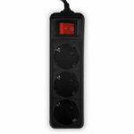 LAMTECH POWER STRIP WITH SWITCH 3 OUTLETS BLACK 1.5M