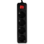 LAMTECH POWER STRIP WITH SWITCH 4 OUTLETS BLACK 1.5M
