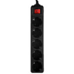 LAMTECH POWER STRIP WITH SWITCH 5 OUTLETS BLACK 1.5M