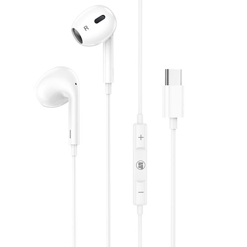 LAMTECH TYPE-C MOBILE EARPHONES WITH MICROPHONE WHITE