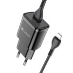 LAMTECH WALL CHARGER QC3.0 18W WITH LIGHTNING CABLE 1M BLACK