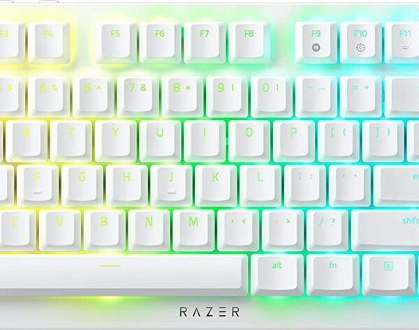 Razer DEATHSTALKER V2 PRO TKL WHITE - Wireless - Low Profile - Linear Red - Optical Switches - 50H