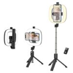 Selfie Stick Hoco LV03 Plus 360ᵒ για Συσκευές 4.7"-6.7" με LED Φωτισμό και Τηλεχειριστήριο Μαύρη