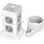 TESSAN 11 IN 1 TOWER SURGE PROTECTOR 8xSCHUKO