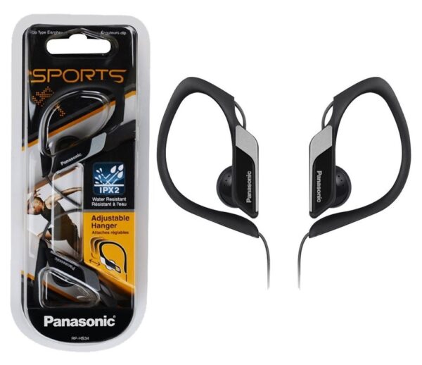 Ακουστικά Panasonic RP-HS34E-K 3.5mm IPX2 Μαύρα με Ρυθμιζόμενο Κλιπ για mp3