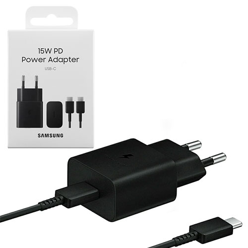 SAMSUNG USB CHARGER AND CABLE 15W BLACK