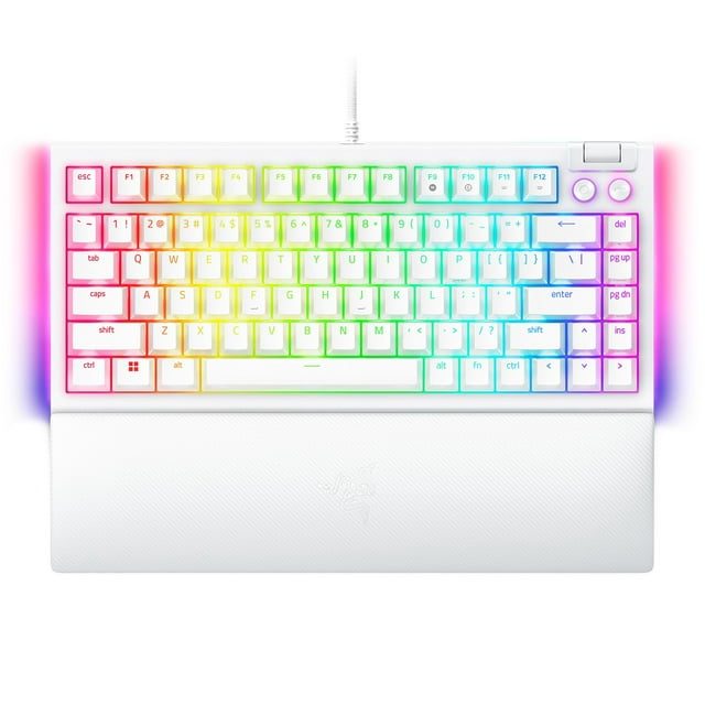 Razer BLACKWIDOW V4 75% WHITE - Mechanical RGB Gaming Keyboard - Hot-Swappable - Orange Tactile Swit