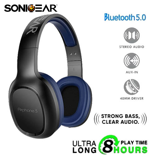 SONIC GEAR BLUETOOTH 5.0 HEADSET (2019) AIRPHONE 3 B.BLUE