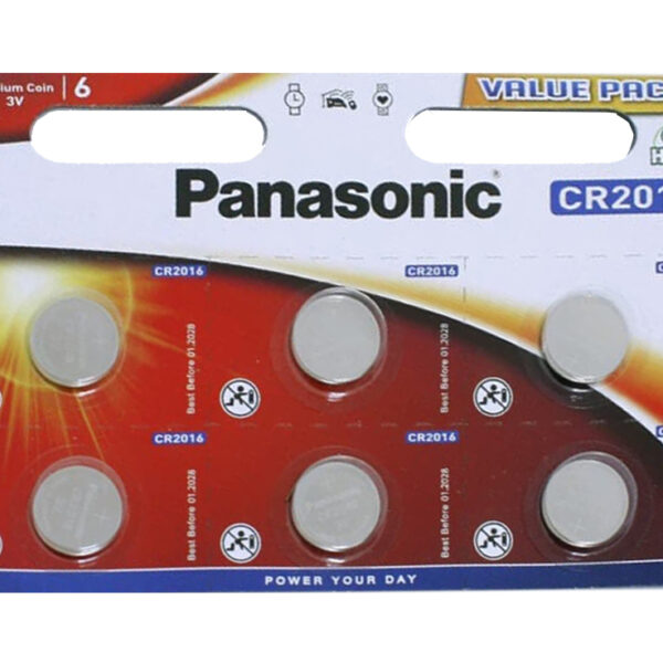 Buttoncell Panasonic CR2016 3V Τεμ. 6 με Διάτρητη Συσκευασία