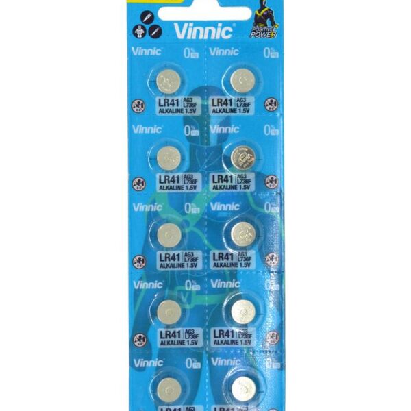 Buttoncell Vinnic L736F AG3 LR41 Τεμ. 10 με Διάτρητη Συσκευασία