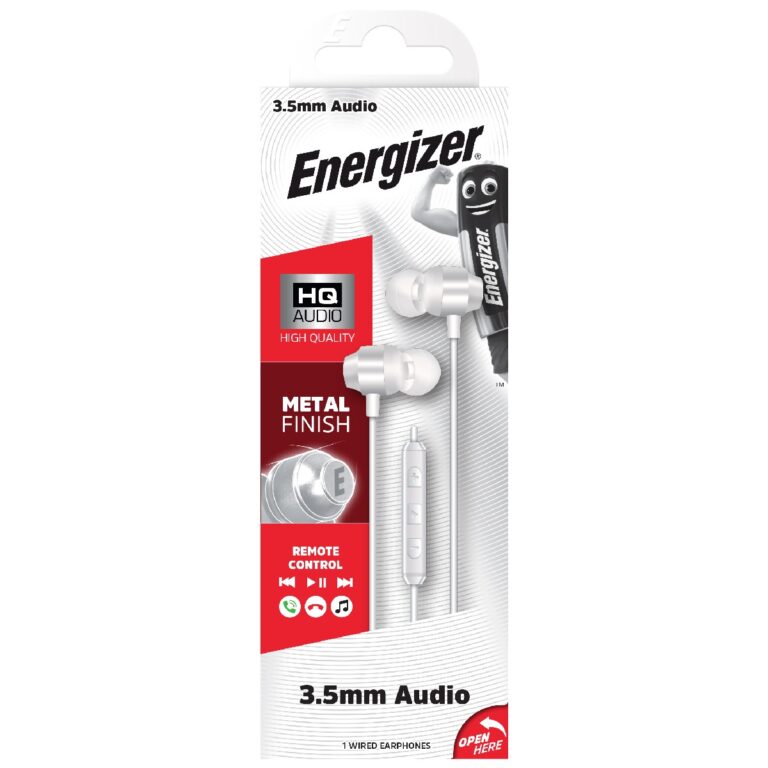 Hands Free Energizer CIA10 Metal Stereo 3.5mm Λευκό με Μικρόφωνο και Πλήκτρο Πολλαπλών Λειτουργιών 1