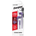 Hands Free Energizer CIA5 Stereo 3.5mm Μώβ με Μικρόφωνο και Πλήκτρο Λειτουργίας 1