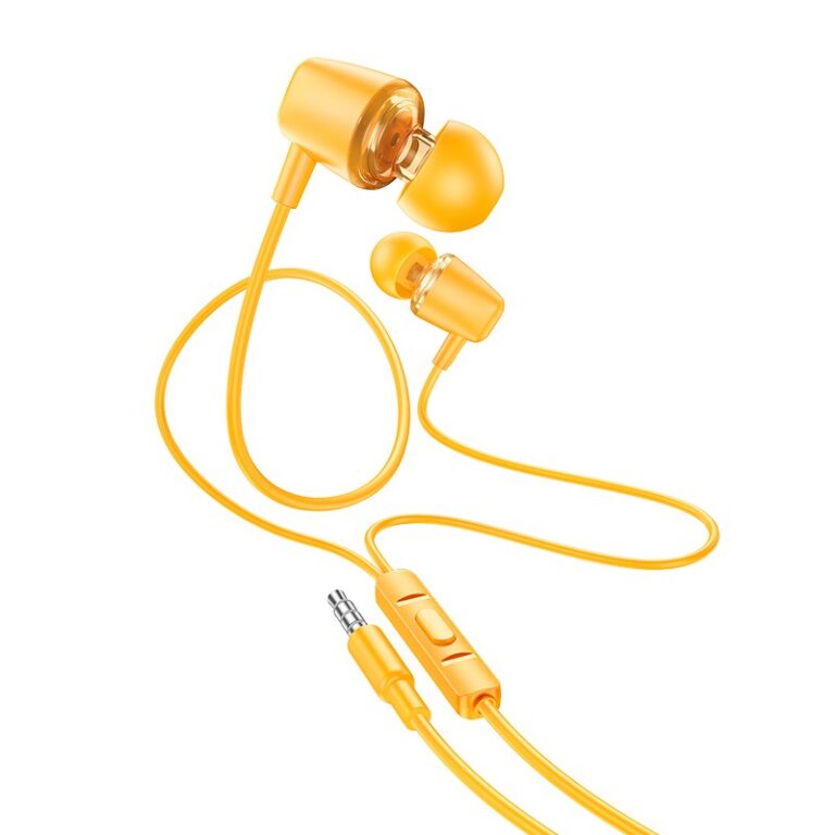 Hands Free Hoco M107 Discoverer Universal Earphones 3.5mm Κίτρινο 1.2m