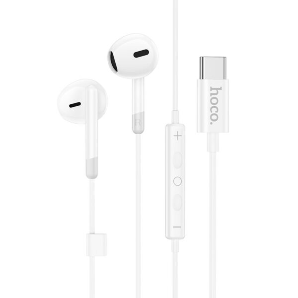 Hands Free Hoco M109 Earphones Stereo USB-C Συμβατά με Όλες τις Συσκευές USB-C Λευκό 1.2m