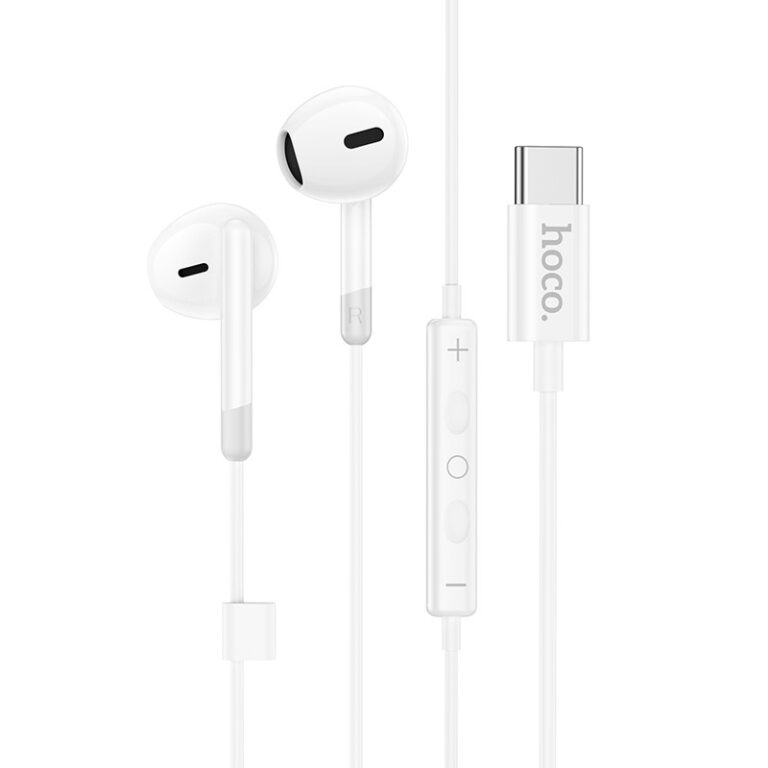 Hands Free Hoco M109 Earphones Stereo USB-C Συμβατά με Όλες τις Συσκευές USB-C Λευκό 1.2m