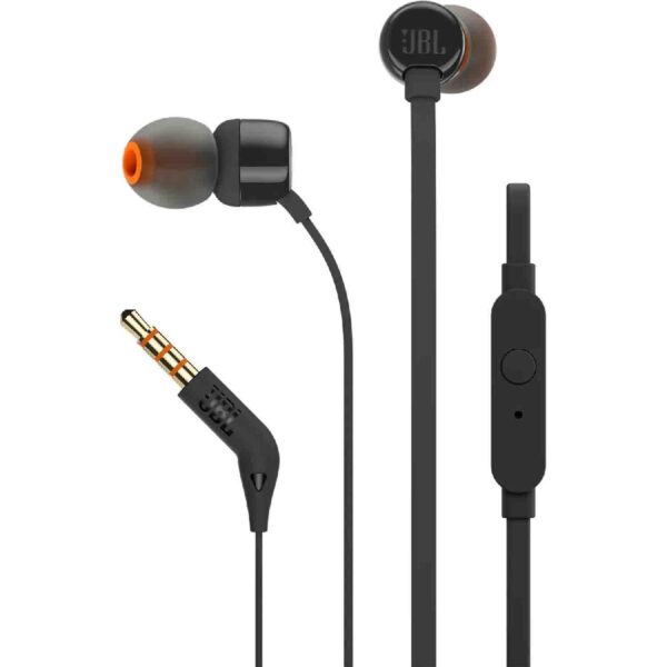 Hands Free JBL Tune 160 In-ear 3.5mm 9mm Dynamic Driver Pure Bass Sound με Μικρόφωνο JBLT160BK Μαύρο