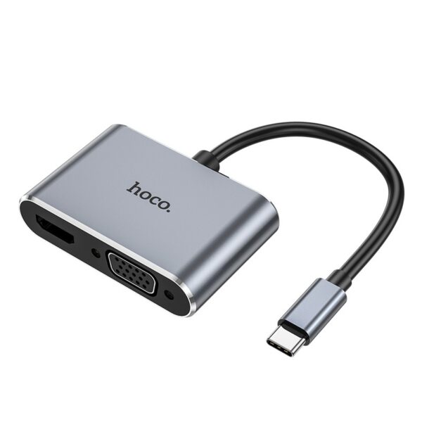 Hub USB-C Hoco HB29 Easy-Lead με HDMI 4K 30Hz και VGA 1080P 1.5m Γκρι