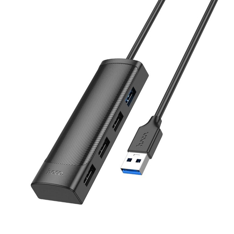 Hub USB Hoco HB41 Easy Safety 4-in-1 USB σε 3xUSB 3.0 5Gbps και RJ45 1000Mbps 1.2m Μαύρο