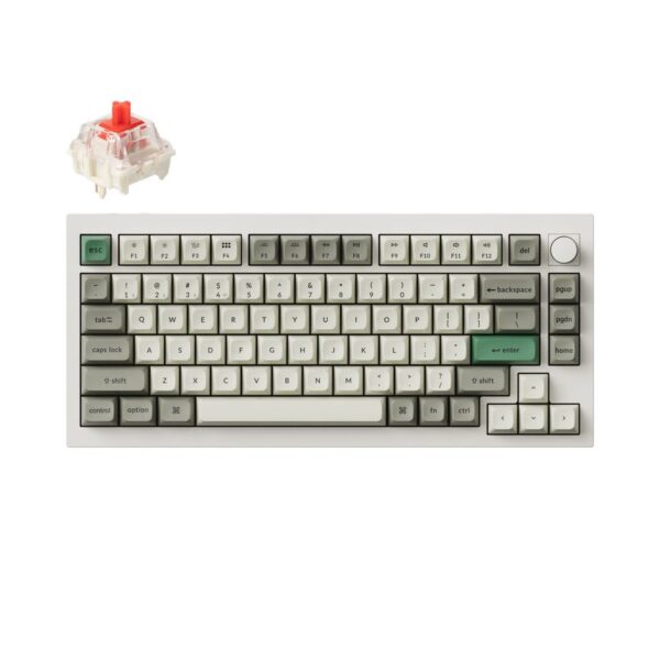 Keychron Q1 Max (Q1M-P1) QMK/VIA Wireless Custom Mechanical Keyboard-Red Switch-Shell White US Layou