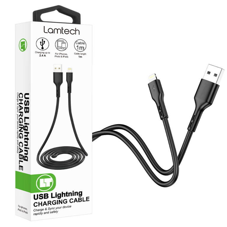 LAMTECH CHARGING & DATACABLE LIGHTNING 1m BLACK