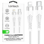 LAMTECH HQ UNBREAKABLE CABLE TYPE-C TO LIGHTNING WHITE 2M