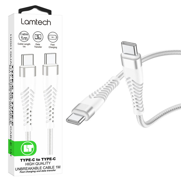 LAMTECH HQ UNBREAKABLE CABLE TYPE-C TO TYPE-C WHITE 1M