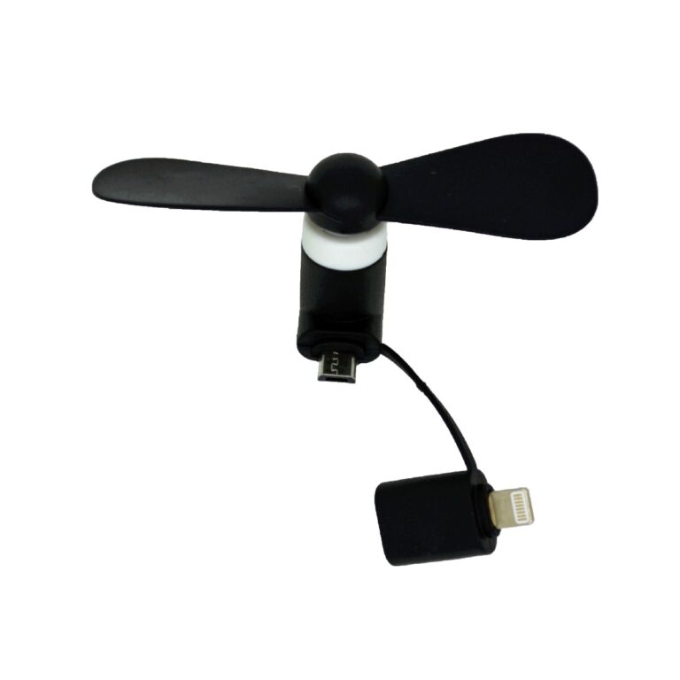 Micro USB Mini Fan Ancus Μαύρο με επιπλέον Κονέκτορα Lightning