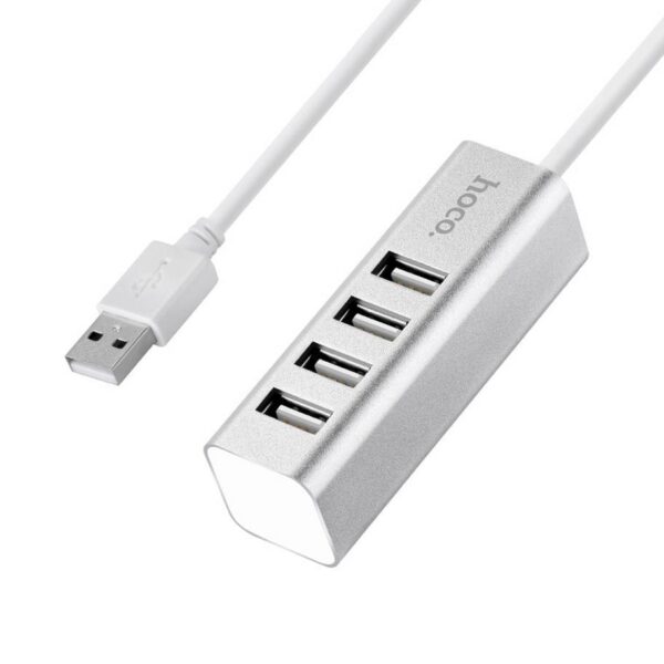 USB 2.0 Hub Hoco HB1 4 Θέσεων Ασημί