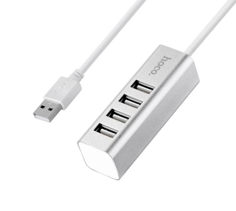 USB 2.0 Hub Hoco HB1 4 Θέσεων Ασημί