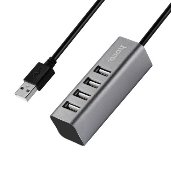 USB 2.0 Hub Hoco HB1 4 Θέσεων Γκρί