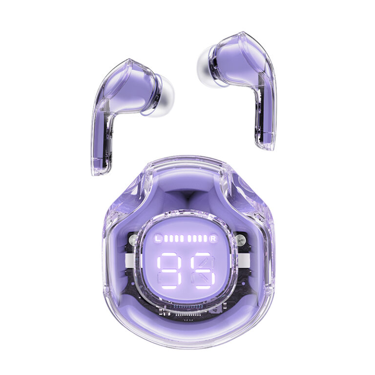 Wireless Hands Free TWS Acefast T8 Color Alfalfa Purple v5.3  με Led Οθόνη Noise Reduction IPX4 Περιλαμβάνει Θήκη με Λουράκι Μεταφοράς