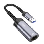 Αντάπτορας  Hoco UA26 USB σε RJ45 OTG 1000Mbps 12.5cm Γκρι