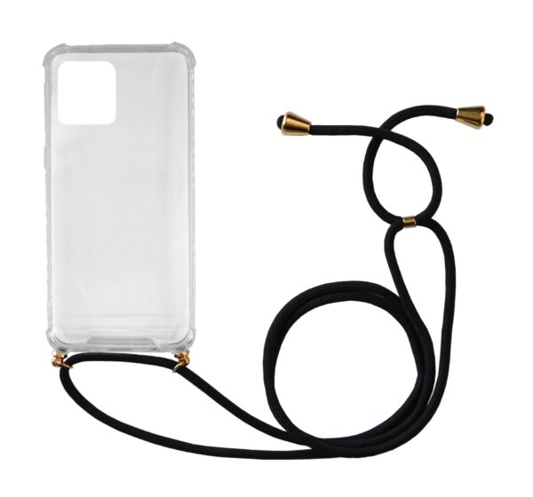 Θήκη Ancus Crossbody για Apple iPhone 12 / iPhone 12 Pro Διάφανη με Κορδόνι Μαύρο