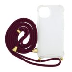 Θήκη Ancus Crossbody για Apple iPhone 14 Plus Διάφανη με Κορδόνι Μπορντώ