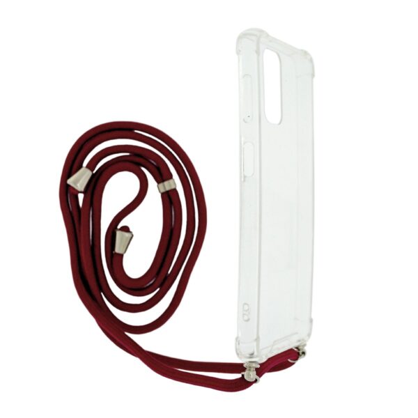 Θήκη Ancus Crossbody για Samsung A13 A135F A137F A32 A326B M32 M326B Διάφανη με Κορδόνι Μπορντό