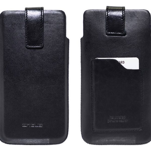 Θήκη Protect Ancus Universal Medium έως 4.7" Δέρμα Μαύρη με Θήκη Κάρτας