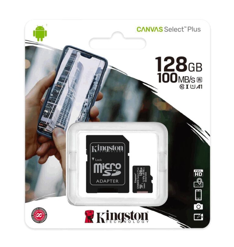 Κάρτα Μνήμης Kingston Canvas Select Plus+ MicroSDXC Class 10 με SD Αντάπτορα έως 100MB/s SDCS2/128GB