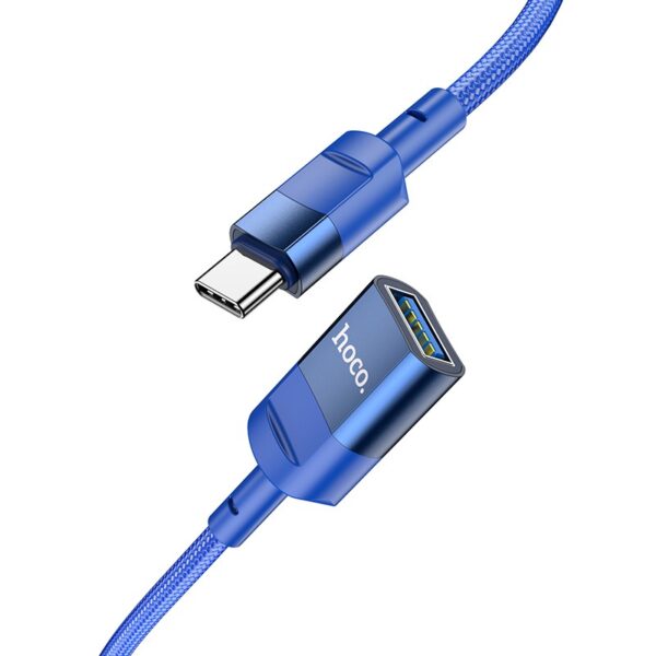 Καλώδιο Προέκτασης Hoco U107 USB-C Αρσενικό σε USB 3.0 Θηλυκό 5V/2A 5Gbps OTG 1.2m Μπλε