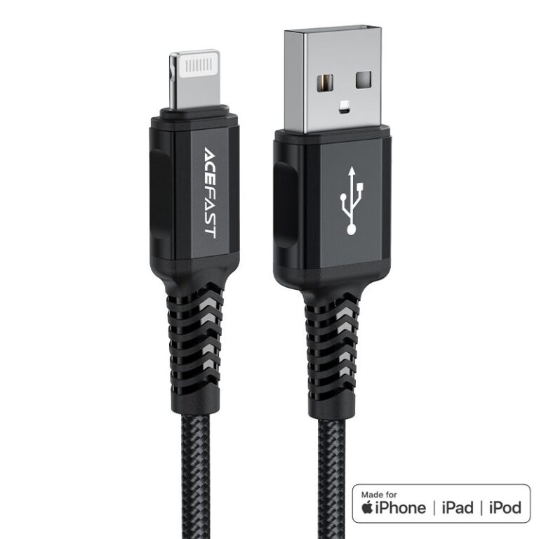 Καλώδιο σύνδεσης Acefast C4-02 USB-A σε Lightning Braided 2.4A Apple Certified MFI 1.8m Μαύρο