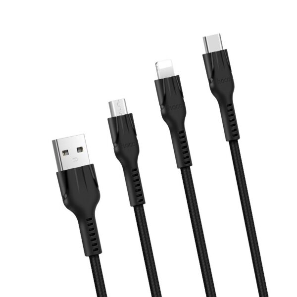 Καλώδιο σύνδεσης Hoco U31 Benay Braided με Νάυλον Κορδόνι 3 σε 1 USB σε Micro-USB