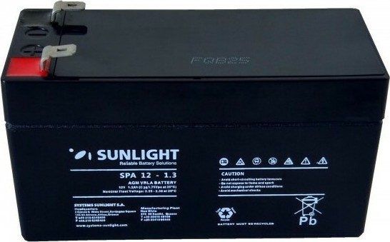 Μπαταρία Sunlight VRLA AGM (12V 1.3Ah) 0.5kg 50mm x 40mm x 97mm