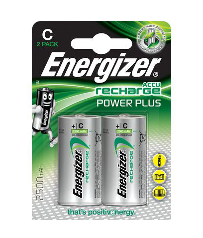 Μπαταρία Επαναφορτιζόμενη Energizer ACCU Recharge Power Plus HR14 2500 mAh size C 1.2V Τεμ. 2