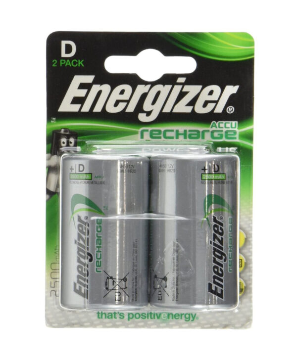 Μπαταρία Επαναφορτιζόμενη Energizer ACCU Recharge Power Plus HR20 2500 mAh size D 1.2V Τεμ. 2