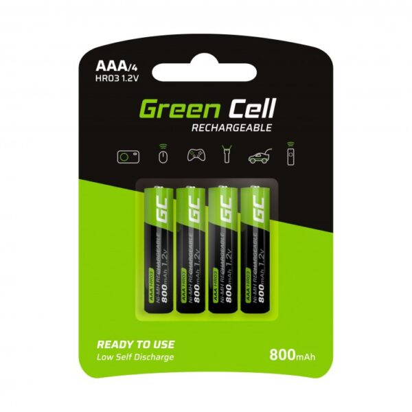 Μπαταρία Επαναφορτιζόμενη Green Cell GR04 800 mAh size AAA HR033 1.2V Τεμ. 4