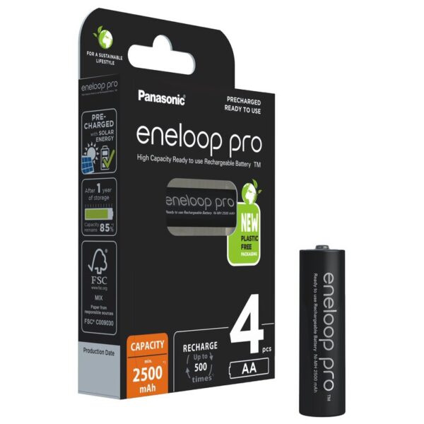 Μπαταρία Επαναφορτιζόμενη Panasonic Eneloop Pro BK-3HCDE/4BE 2500mAh size AA Ni-MH 1.2V Τεμ. 4 New Package