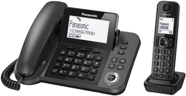 Σταθερό Ψηφιακό Τηλέφωνο Panasonic KX-TGF310EXM Μαύρο + Ασύρματο Ψηφιακό Τηλέφωνο με Υποδοχή Hands-Free στο Ασύρματο